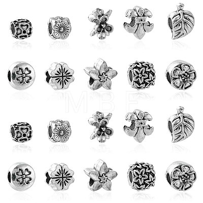 60Pcs 10 Styles Tibetan Style Alloy European Beads TIBE-CJ0001-26-1