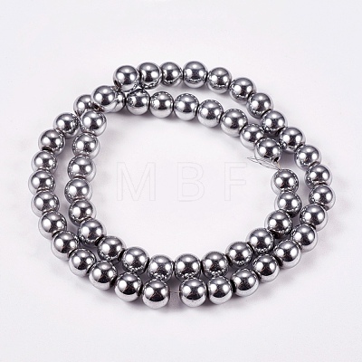 Electroplate Non-magnetic Synthetic Hematite Beads Strands X-G-J169A-8mm-02-1