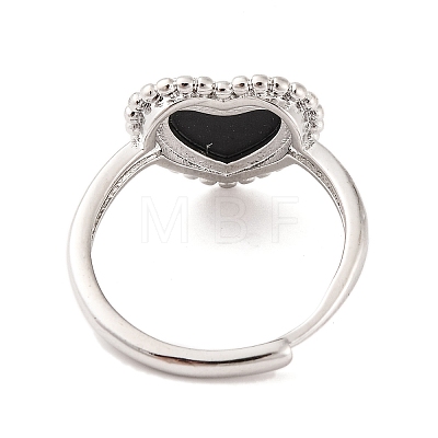 Heart Natural Black Onyx Adjustable Rings RJEW-Q817-05P-05-1