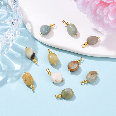 10Pcs Nuggets Natural Flower Amazonite Pendants PALLOY-YW00114-09-1