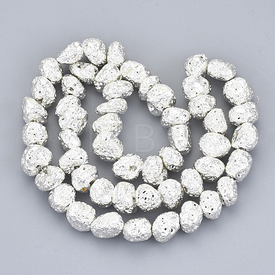 Electroplated Natural Lava Rock Beads Strands G-S352-29S-1