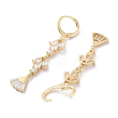 Fan Rack Plating Golden Brass Dangle Leverback Earrings EJEW-A030-04G-02-1