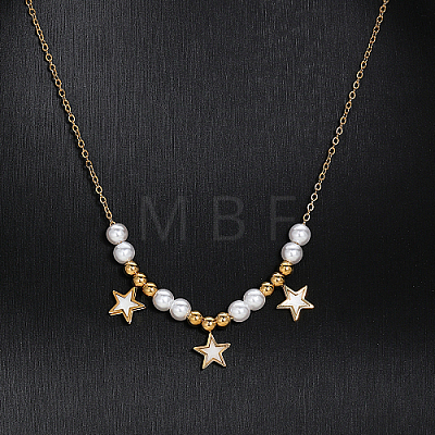 Imitation Pearl Beaded Star Pendant Necklaces ID0009-1