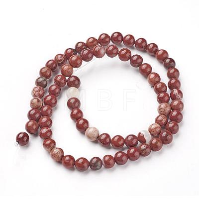 Natural Red Jasper Beads Strands G-F348-02-6mm-1