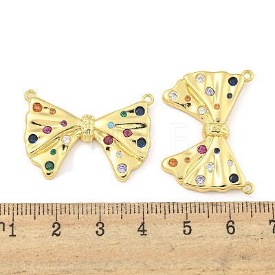 Bowknot Rack Plating Brass Micro Pave Colorful Cubic Zirconia Pendants KK-Z053-06G-1