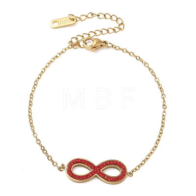304 Stainless Steel Rhinestone Infinity Link Bracelets SA-CBA5F76-02G-1