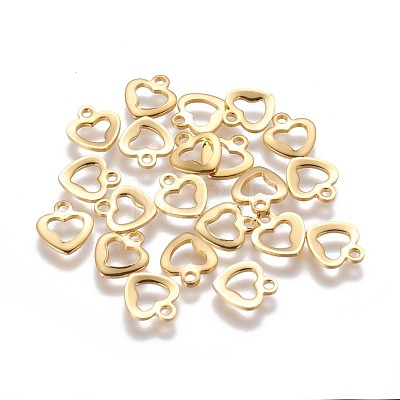 304 Stainless Steel Open Heart Charms STAS-F159-26G-1
