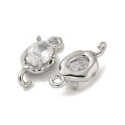 Brass Clear Cubic Zirconia Connector Charms KK-R210-15P-1