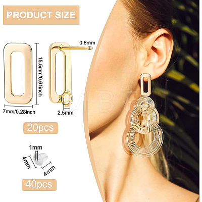 20Pcs Brass Stud Earring Findings KK-BC0008-46-1