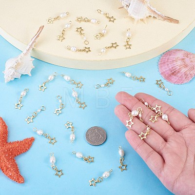 30Pcs 3 Styles Natural Cultured Freshwater Pearl & 201 Stainless Steel Pendants PALLOY-TAC0316-1