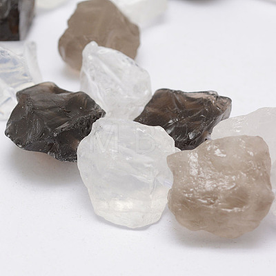 Raw Rough Natural Crystal and Smoky Quartz Beads Strands G-F403-02-1