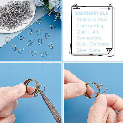 Unicraftale 200Pcs 201 Stainless Steel Linking Ring STAS-UN0040-15-1
