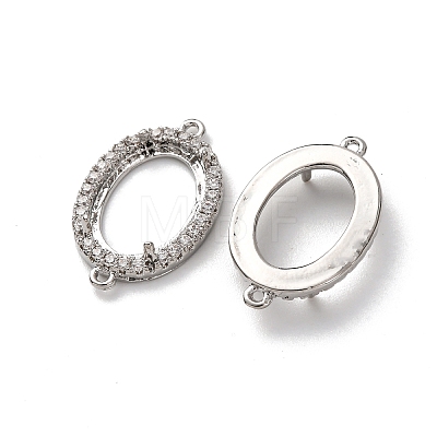 Oval Brass Micro Pave Clear Cubic Zirconia Connector Cabochons Settings KK-NH0007-03P-1