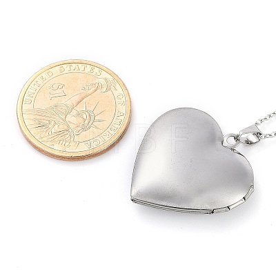 Anti-Tarnish 304 Stainless Steel Heart Locket Pendant Cable Chain Necklaces for Women NJEW-M050-04E-P-1