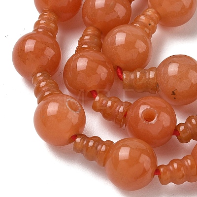 Natural Red Aventurine 3-Hole Guru Beads Strands G-H064-E11-01-1