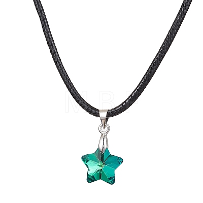 Glass Star Pendant Necklaces NJEW-JN04570-02-1
