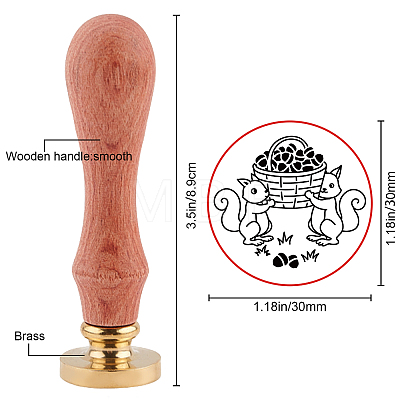 Brass Wax Seal Stamp with Handle AJEW-WH0184-0403-1