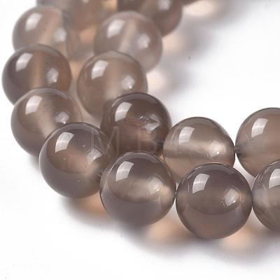 Natural Gray Agate Bead Strands X-G-R193-12-8mm-1