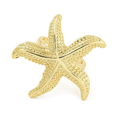 Starfish Brass Open Cuff Rings RJEW-U011-07G-1