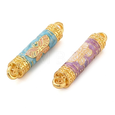 Alloy Enamel Column with Butterfly Links Connector Charms ENAM-M008-10G-1