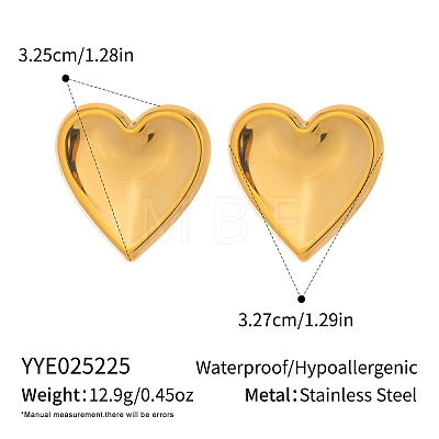 Heart 304 Stainless Steel Stud Earrings AO8083-12-1