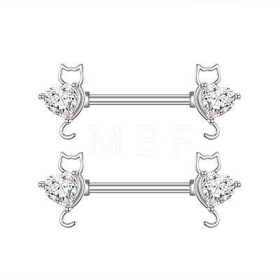 304 Stainless Steel Pave Cubic Zirconia Nipple Rings WGDEAF5-01-1