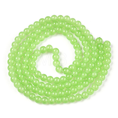 Baking Painted Imitation Jade Glass Round Bead Strands X-DGLA-Q021-6mm-09-1