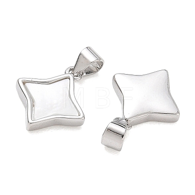 Rack Plating Brass & Natural White Shell Pendants SH-CBAB0A4-13P-1