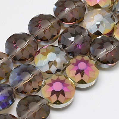 Electroplate Glass Beads Strands EGLA-Q084-12mm-01-1