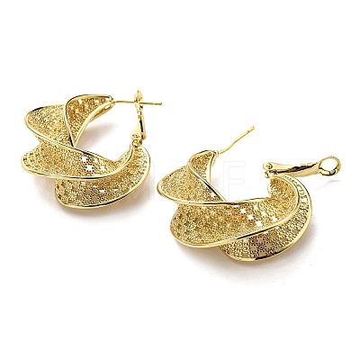 Rack Plating Brass Twist Teardrop Hoop Earrings EJEW-D063-01G-1