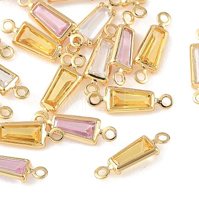 SHEGRACE Brass Pave Cubic Zirconia Trapezoid Connector Charms XGRQ2O349-444G-1