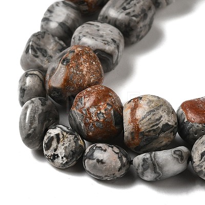 Natural Black Silk Stone/Netstone Beads Strands G-A247-04-1
