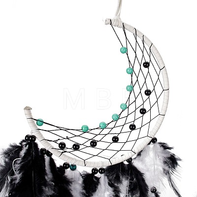 Iron Woven Web/Net with Feather Pendant Decorations AJEW-B017-21-1