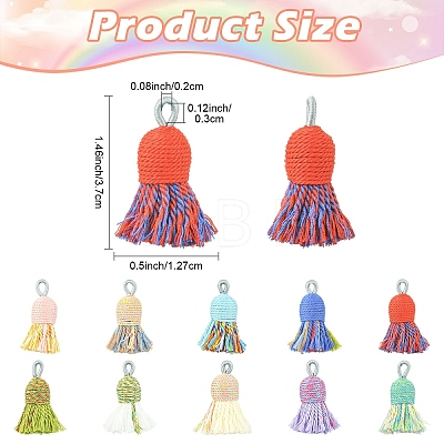 10Pcs 10 Colors Cotton Tassel Pendants FIND-YW0011-74-1