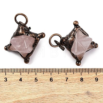 Natural Rose Quartz Merkaba Star Pendants G-C144-01R-02-1