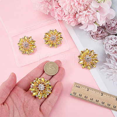 4Pcs Alloy & Glass & Rhinestone Shank Buttons BUTT-FG0001-63A-1