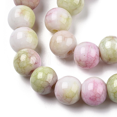 Opaque Crackle Glass Round Beads Strands X1-GLAA-T031-01H-1