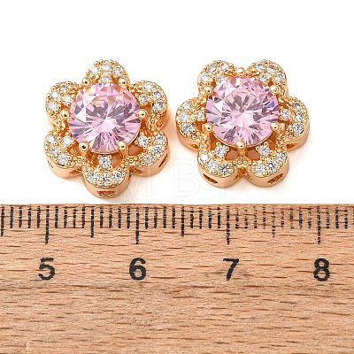 Brass Micro Pave Pink Cubic Zirconia Beads CU-CBAEC99-32G-02-1