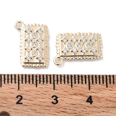 Brass Micro Pave Clear Cubic Zirconia Charms KK-F871-37G-1