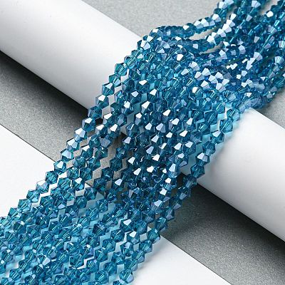 Transparent Electroplate Glass Beads Strands GLAA-F029-4mm-C01-1
