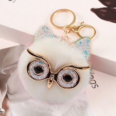 Owl Furry Pom-Pom Keychain for Women PW-WG49E57-18-1