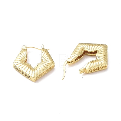Rack Plating Brass Rhombus Hoop Earrings for Women EJEW-F306-05G-1