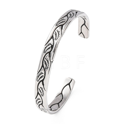 Retro 316 Surgical Stainless Steel Cuff Bangles BJEW-C142-11A-AS-1