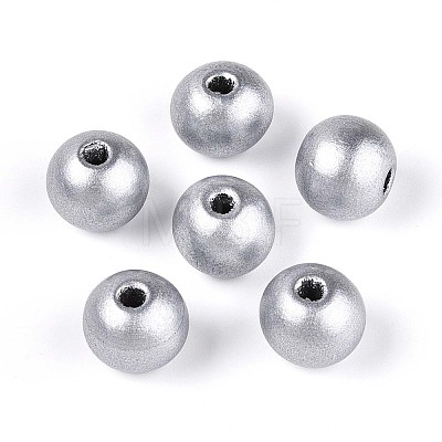 Spray Painted Round Natural Schima Wood Beads WOOD-A018-14mm-02-1