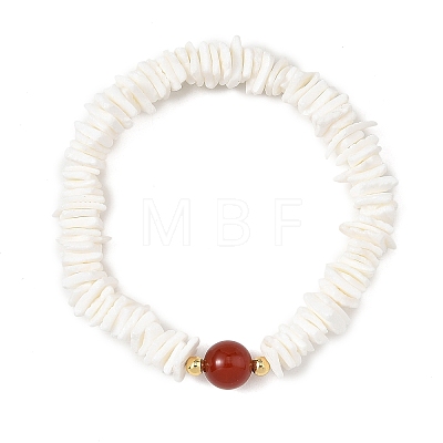 Natural Sea Shell Square Heishi Beads Dangle Earrings and Bracelets SJEW-JS01388-1