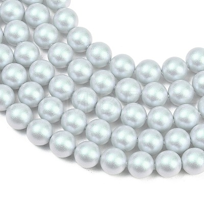 Frosted Glass Pearl Beads Strands GLAA-A044-08A-06-1