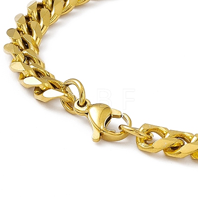 Vacuum Plating 201 Stainless Steel Curb Chain Bracelet with 304 Stainless Steel Clasps for Men Women BJEW-M235-02A-G-1