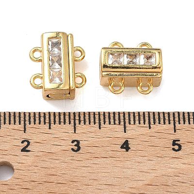 Brass Micro Pave Clear Cubic Zirconia Magnetic Clasps KK-C066-17G-1