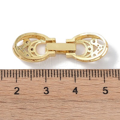 Rack Plating Brass Micro Pave Clear Cubic Zirconia Fold Over Clasps KK-NH0002-03G-G-1