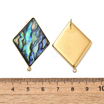 304 Stainless Steel Pave Natural Paua Shell Stud Earring Findings STAS-Z125-05G-1